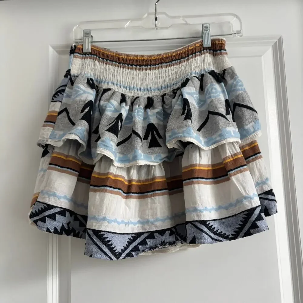 Sofia Women’s Rochelle Made In Italy Ruffled Tiered Mini Skirt Small Smocked